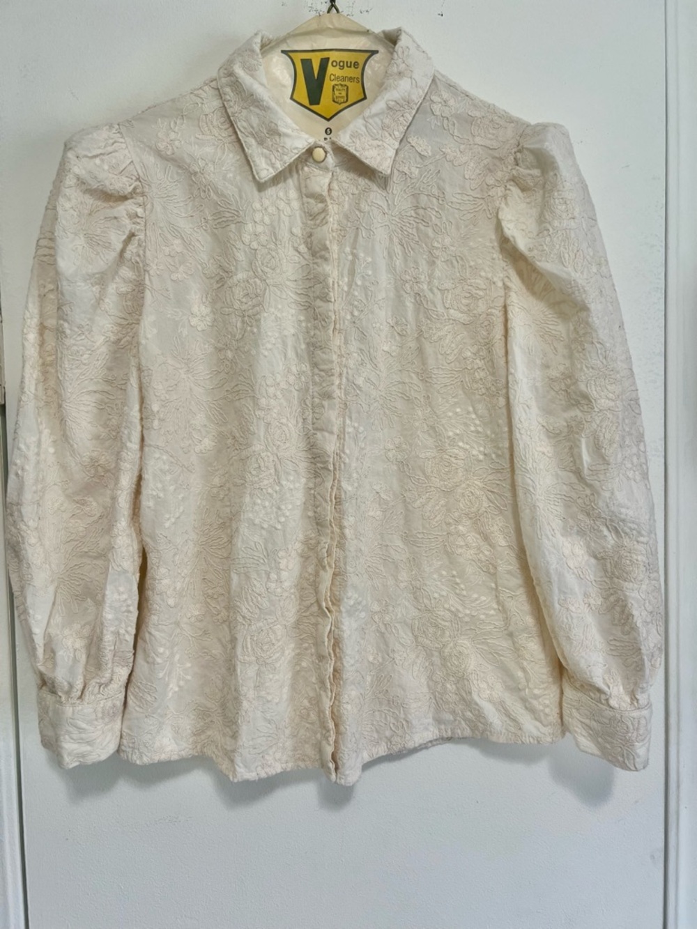 Studio F Cream Embroidered Vintage Floral Blouse